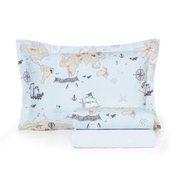 Jogo de Cama Solteiro Infantil Karsten 180 Fios Mundi - 1 Jogo de Cama Solteiro Infantil Karsten 180 Fios Mundi - 1