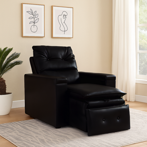 Poltrona Retrátil Reclinável Conforto Corino Preto