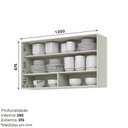 Ver imagem 4 de Armário Aéreo Porta Basculante com Vidro Reflecta 120cm e Nicho Decorativo 100% MDF Fineze Bege/Areia HP