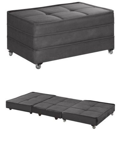 Puff Cama Solteiro Dobravel com Rodízios Lindecor Cor Cinza - 1