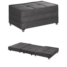 Puff Cama Solteiro Dobravel com Rodízios Lindecor Cor Cinza - 1
