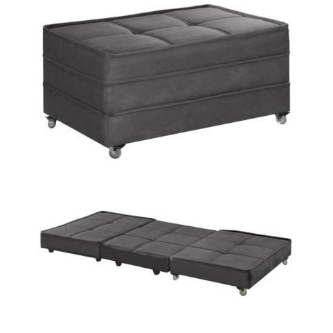 Puff Cama Solteiro Dobravel com Rodízios Lindecor Cor Cinza