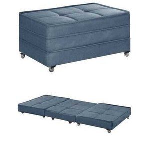 Puff Cama Solteiro Dobravel com Rodízios Lindecor Cor Azul