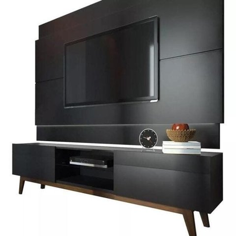Rack com Painel Imcal Classic 180cm Preto Fosco com 2 Gavetas 73647-11847