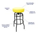 Ver imagem 3 de Banqueta Giratória Bar para Bancada Média Altura 65cm cor Preto Assento Amarelo Poltronas do Sul Ban
