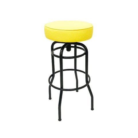 Banqueta Giratória Bar para Bancada Média Altura 65cm cor Preto Assento Amarelo Poltronas do Sul Ban
