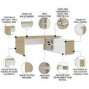 Ver imagem 3 de Conjunto Escritório Home Office 3 Peças Mesa em L Corp A06 Carvalho/branco - Mpozenato