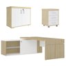 Conjunto Escritório Home Office 3 Peças Mesa em L Corp A06 Carvalho/branco - Mpozenato - 1