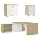Ver imagem 1 de Conjunto Escritório Home Office 3 Peças Mesa em L Corp A06 Carvalho/branco - Mpozenato