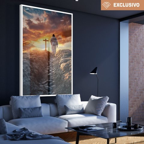 Quadro Decorativo Jesus e a Cruz Sala Quarto Casa Escritório
