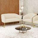 Ver imagem 2 de Sofá Namoradeira e Poltrona Base Industrial Dourado Stella Veludo D03 - D’Rossi Preto
