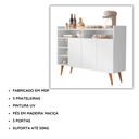 Ver imagem 7 de Buffet Aparador Celta 3 Portas Design Moderno em MDP - Branco