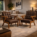 Ver imagem 2 de Conjunto 2 Poltronas Corino Zara Capitone Moderna Decorativa Braços Assimétricos 64cm para Sala Escr