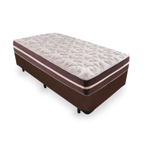 Cama Box Solteiro Marrom + Colchão de Molas - Anjos - Classic Superlastic 88x188x57cm