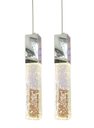 Ver imagem 1 de Kit 2 Pendente De Cristal Com Bolinhas Led Branca Quente 2700K Para Cabeceira Cama Quarto Lavabo