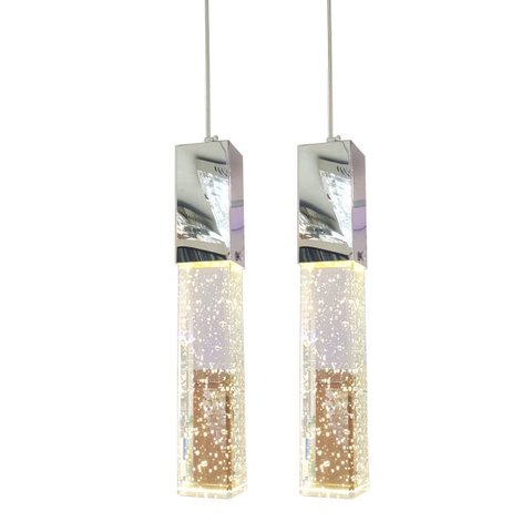 Kit 2 Pendente De Cristal Com Bolinhas Led Branca Quente 2700K Para Cabeceira Cama Quarto Lavabo