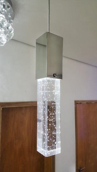 Luminária Pendente De Cristal Com Bolinhas Led Branca Fria 6500K Para Cabeceira Cama Quarto Lavabo - 2