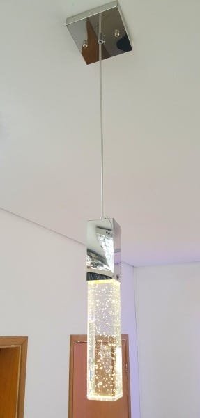 Luminária Pendente De Cristal Com Bolinhas Led Branca Quente 2700K Para Cabeceira Cama Quarto Lavabo - 3