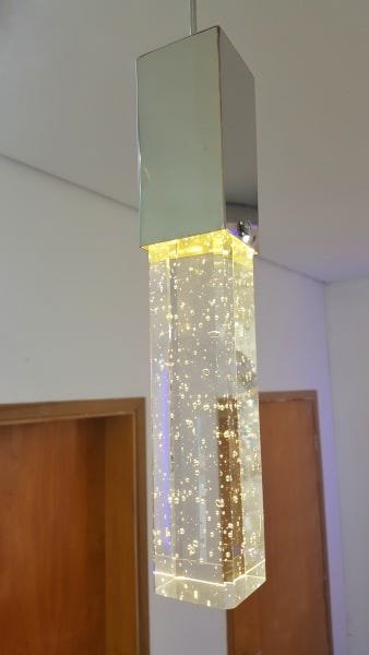 Luminária Pendente De Cristal Com Bolinhas Led Branca Quente 2700K Para Cabeceira Cama Quarto Lavabo - 2