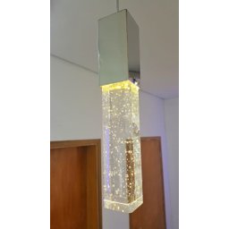 Luminária Pendente De Cristal Com Bolinhas Led Branca Quente 2700K Para Cabeceira Cama Quarto Lavabo - 2
