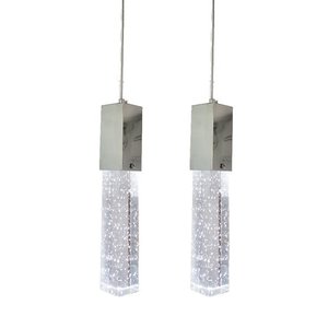 Kit 2 Pendente De Cristal Com Bolinhas Led Branca Fria 6500K Para Cabeceira Cama Quarto Lavabo
