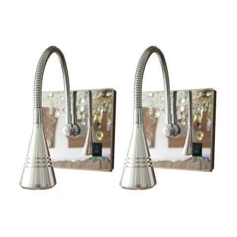 Kit 2 Arandelas Articulada Led Branca Quente 3000K Para Cabeceira Cama Quarto Com Interruptor