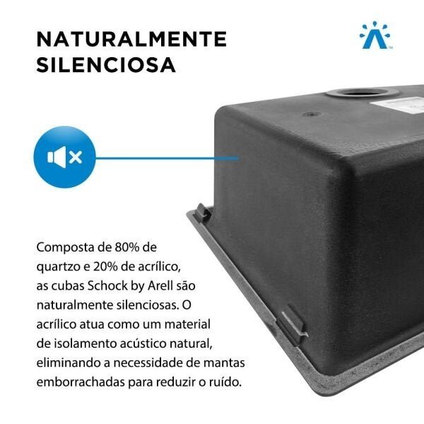 Cuba de cozinha em Quartzo Schock by Arell 202 - Black Sand - 3