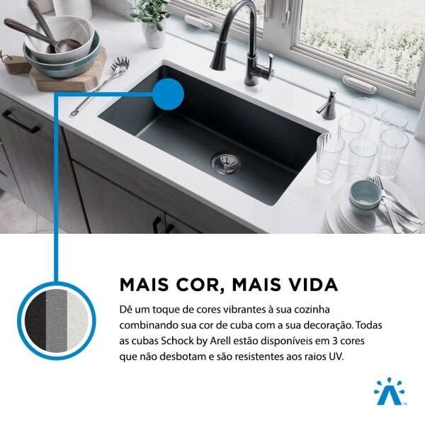 Cuba de cozinha em Quartzo Schock by Arell 202 - Black Sand - 2