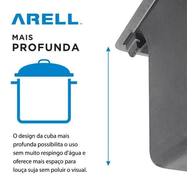 Cuba de cozinha em Quartzo Schock by Arell 202 - Black Sand - 4