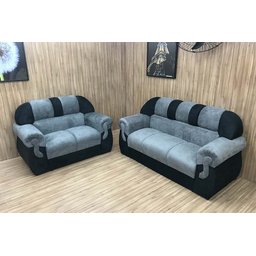 Sofá 2 e 3 Lugares Cinza com Preto 605/601 Corsa - 1