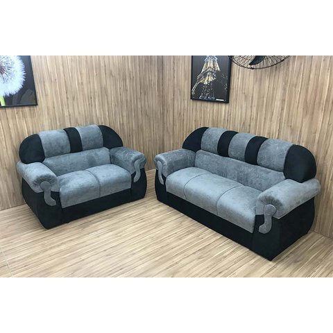Sofá 2 e 3 Lugares Cinza com Preto 605/601 Corsa