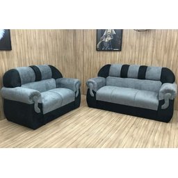 Sofá 2 e 3 Lugares Cinza com Preto 605/601 Corsa - 2