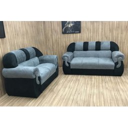 Sofá 2 e 3 Lugares Cinza com Preto 605/601 Corsa - 3