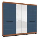 Ver imagem 2 de Roupeiro Lisboa 6 Portas com Espelho 4 Gavetas 242x214cm Freijó/Azul 240855