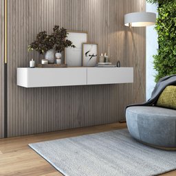Aparador Buffet Bancada Suspenso Flutuante 1,10m Design Luxo:branco Fosco - 2