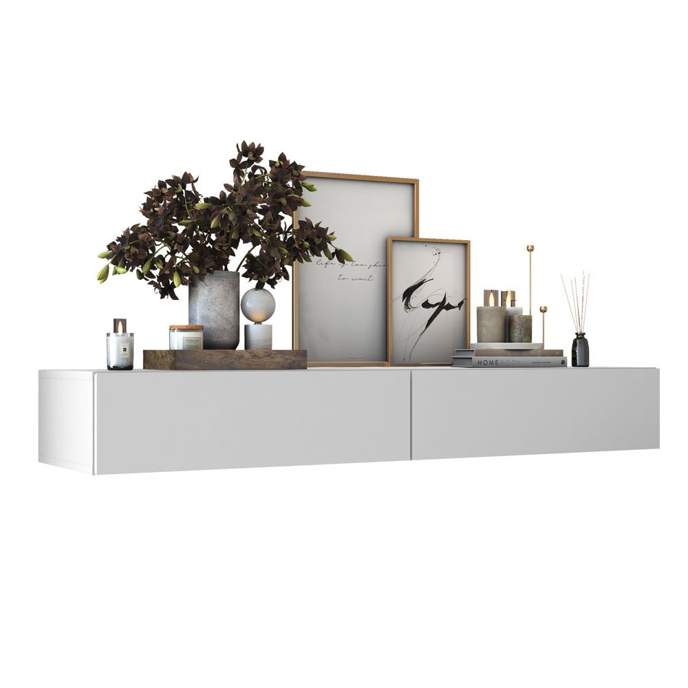 Aparador Buffet Bancada Suspenso Flutuante 1,10m Design Luxo:branco Fosco