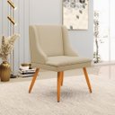 Ver imagem 2 de Cadeira Decorativa Sala de Jantar Pés Palito de Madeira Firenze Linho Palha/Natural G19 - Gran Belo