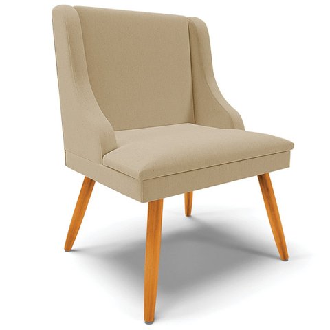 Cadeira Decorativa Sala de Jantar Pés Palito de Madeira Firenze Linho Palha/Natural G19 - Gran Belo