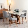 Conjunto de Jantar Mesa com Vidro Avena 4 Cadeiras New Drop - Canella C/ Cinza - 1