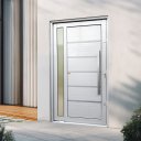 Ver imagem 2 de Porta Pivotante Alumínio Lambril Miraggio c/Pux.Dir. Elite Branco 216x150 Brimak