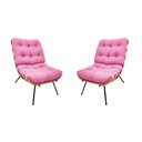 Ver imagem 1 de Kit 02 Poltronas Costela Suede Rosa