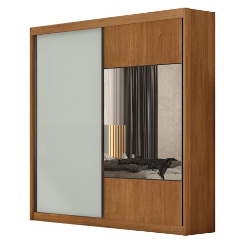 Guarda Roupa Casal Sienna 2 Portas 4 Gavetas com Espelho Cinamomo Fendi - Novo Horizonte