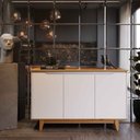 Ver imagem 6 de Aparador Buffet Sala Flow 3 Portas com Pés de Madeira Offwhite- Rede Móveis
