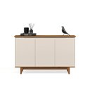Ver imagem 2 de Aparador Buffet Sala Flow 3 Portas com Pés de Madeira Offwhite- Rede Móveis
