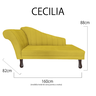 Recamier Cecília Estofado Direito com Pés Retrô Tabaco Suede Amarelo - Dl Decor - 7