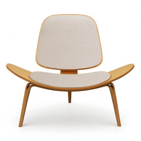 Poltrona Decorativa Base de Madeira Shell Linho P01 - D’Rossi