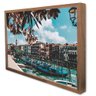 Quadro Decorativo Caixa Cidade de Veneza - As Gôngolas e As Flores Tacolado Moldura Caixa Alta 4,5cm - 4