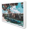 Quadro Decorativo Caixa Cidade de Veneza - As Gôngolas e As Flores Tacolado Moldura Caixa Alta 4,5cm - 2