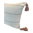 Ver imagem 2 de Capa de Almofada Rústica em Algodão 4 Listras com Pompom Rosê/cru