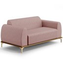 Ver imagem 1 de Sofá 3 Lugares para Sala de Estar Molino 180 Cm D02 Pés D'ouro Veludo Rosê C-305 - Lyam Decor